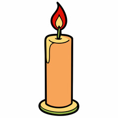 Christmas candle design with flame and dripping wax detail