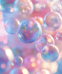 Whimsical Soap Bubble Fantasy: Soft Pink and Purple Pastel Dreamscape
