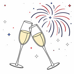 Celebratory toast with champagne glasses on New Year's Eve