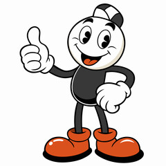 Fun figure giving a thumbs up and smiling with cheerful expression