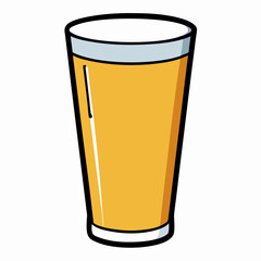 Refreshing glass of beer with a thin black outline illustration