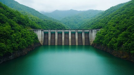 Obraz premium Hydroelectric power generation mountainous region landscape photography natural setting aerial view renewable energy concept