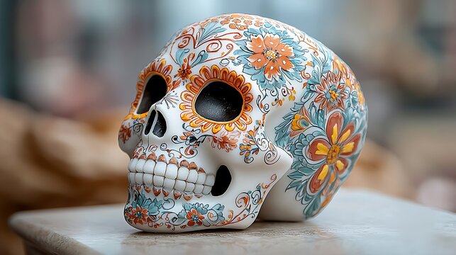 The Sugar Skull, a vibrant and ornately decorated skull made from sugar, is a traditional symbol used in Mexico's Day of the Dead celebrations to honor and remember loved ones who have passed away