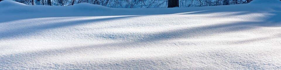 Obraz premium Snow-covered landscape casting blue shadows.