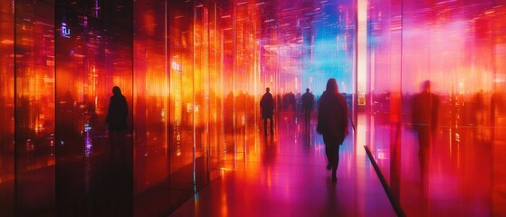 Fototapeta premium Urban skyline at dusk with vibrant reflections in the water and city lights creating a stunning visual display