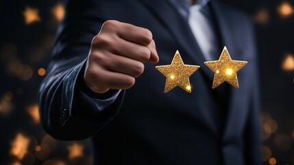 Customer Satisfaction Survey Concepts, Featuring 5-Star Ratings for Service Experience Evaluation, Online Feedback on Product Quality, Satisfaction Reviews, and Promotional Event Ratings, Enhanced wit