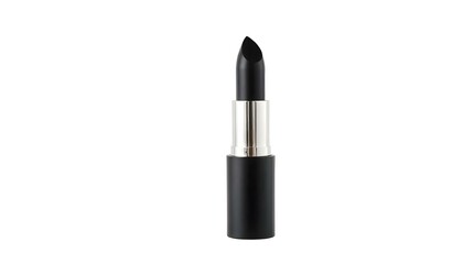 Obraz premium Black lipstick in a black and silver tube isolated on a white background