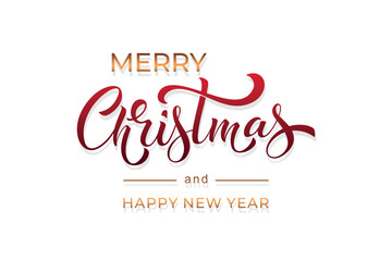 Merry Christmas and Happy New Year hand lettering calligraphy. Vector holiday illustration element. Typographic element for congratulations.
