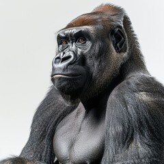 Naklejka premium Isolated Cross River black gorilla on white background.