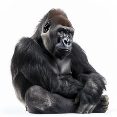 Fototapeta premium Isolated Cross River black gorilla on white background.