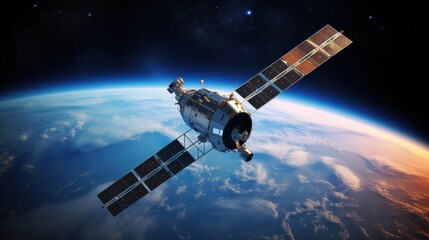 photograph of space satellite earth background