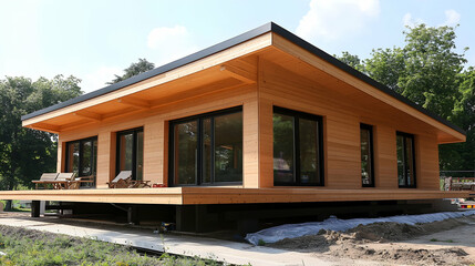 Workshop for the production of wooden modular houses