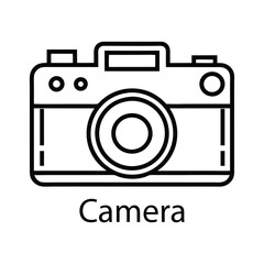 Sketchy Style Camera Icon Vector Illustration in Silhouette Design.