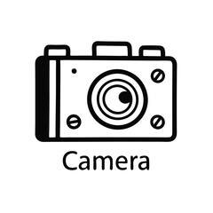 Sketchy Style Camera Icon Vector Illustration in Silhouette Design.