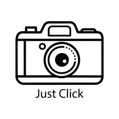 Sketchy Style Camera Icon Vector Illustration in Silhouette Design.