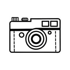 Sketchy Style Camera Icon Vector Illustration in Silhouette Design.