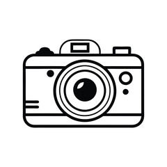 Sketchy Style Camera Icon Vector Illustration in Silhouette Design.