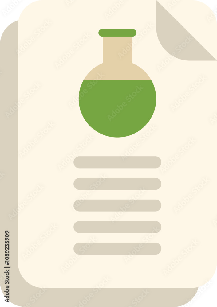Poster laboratory experiment protocol with flask icon on document representing scientific research and anal