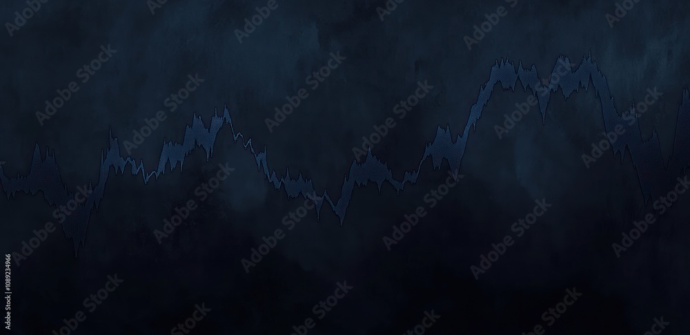 Poster Abstract dark background with jagged lines resembling a waveform or graph.