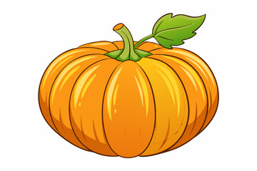 Big orange pumpkin single element white background vector illustration