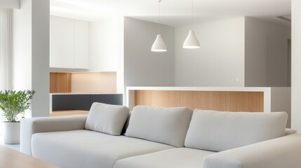 Fototapeta premium modern living room with minimalist design and natural light