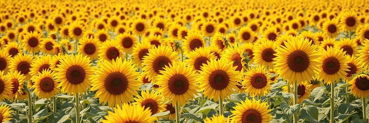 Fototapeta premium A vast expanse of sunflowers standing tall in a sea of golden petals, landscape, nature, farmland