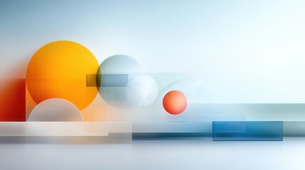 Serene Geometric Sphere Composition with Soft Lighting and Reflections   A visually striking abstract image featuring a minimalist arrangement of spherical forms in muted