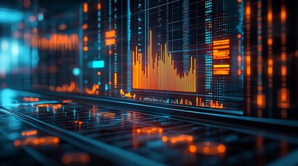 Obraz premium Neural Network Significant Automation, Futuristic 3D Data Analytics and Forecasting Technology Dashboard Digital
