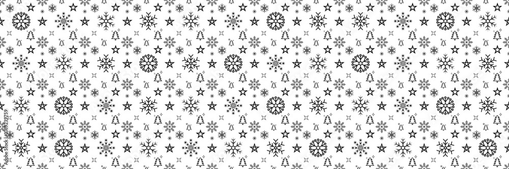 Poster horizontal seamless black element of christmas for pattern and background.