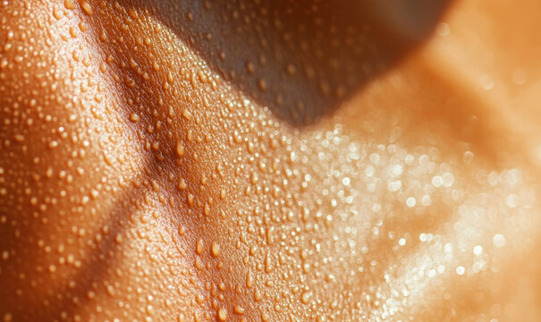 A close up of female clavicle (collarbone), suntanned skin. Protection of skin from the damaging effects of the sun. SPF.