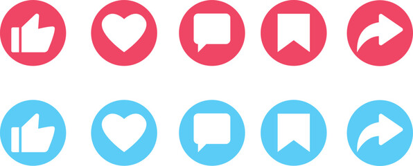 social media symbol like comment share sign