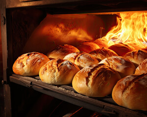 French bread coming out of hot oven, traditional brazilian bread