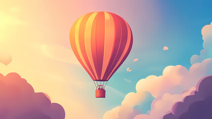 Fototapeta premium Hot air balloon ride. Dreamy Balloon Ride. Illustration