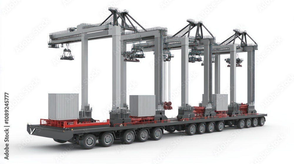 Aufkleber A modular crane system designed for transporting and handling cargo containers.
