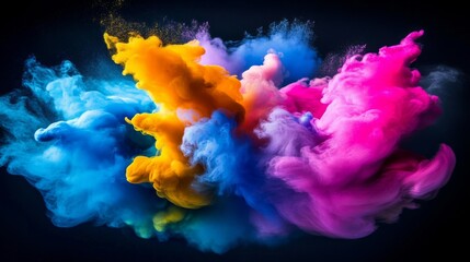 Vibrant Abstract Digital Art with Colorful Shapes on Black Background for Creative Design Projects