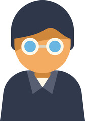 Young man with glasses is smiling gently