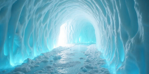 Ice cave in underground tunnel