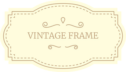 Vintage frame with elegant swirls and dotted lines creates a sophisticated and classic design on a cream background, suitable for various design projects
