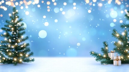 A Christmas Eve sky with auroras illuminating snowy mountains magical colors blending