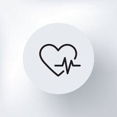 Minimalist heart icon with a cardiogram in a circle on a light gray background.