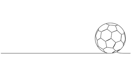 animated continuous single line drawing of a soccer ball, line art animation
