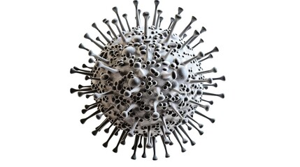 Obraz premium Mask and Virus Isolated on White Background - A Visual Representation of the Pandemic Struggle. The Mask Standing as a Symbol of Protection, Against the Invisible Threat of the Virus. The White Backgr