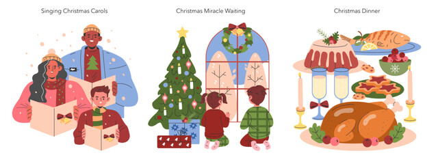 Christmas Family. Flat Vector Illustration