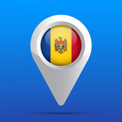Fototapeta premium Moldova Flag Map Icon. Glossy icon. 3D