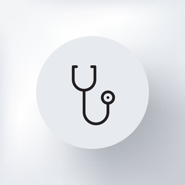 The minimalist statoscope icon is a classic medical instrument with simple lines in a circle on a light gray background.