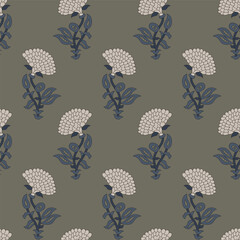 Flowers Seamless Repeat Pattern Digital Textile Design Indian Traditional Element