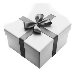 PNG White gift box with black ribbon