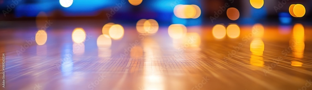 Poster A blurred, illuminated floor with warm bokeh lights creating a vibrant atmosphere.