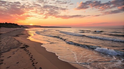 Sunset waves at tranquil beach serene coastline nature photography peaceful environment scenic viewpoint coastal beauty