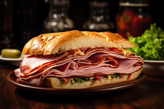 Traditional mortadella sandwich, pork served in bakeries in Brazil